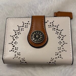 Cream and Tan Women's RFID Wallet